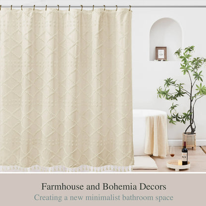 Waterproof Mildew Resistant Shower Curtain with Fringe Design