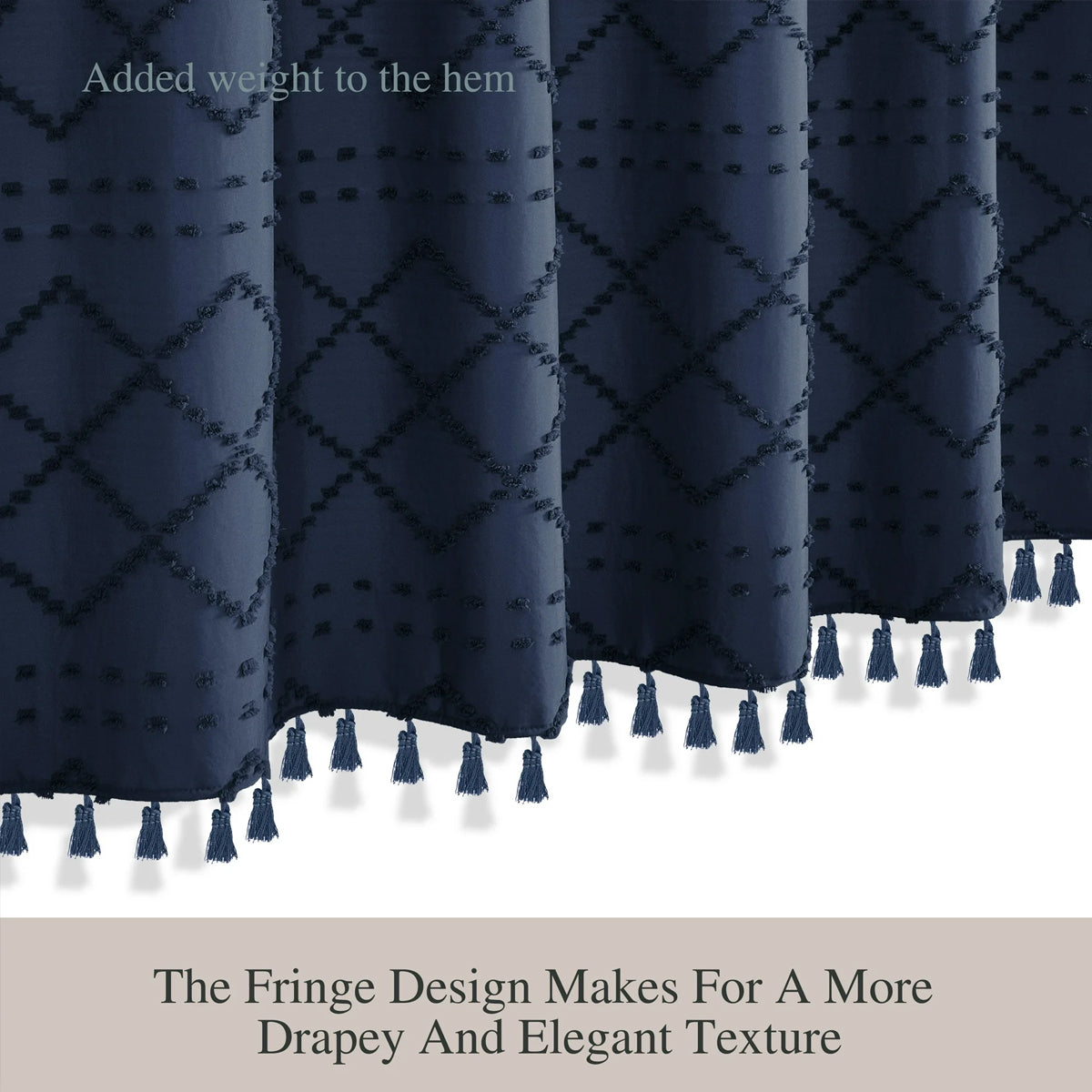 Waterproof Mildew Resistant Shower Curtain with Fringe Design