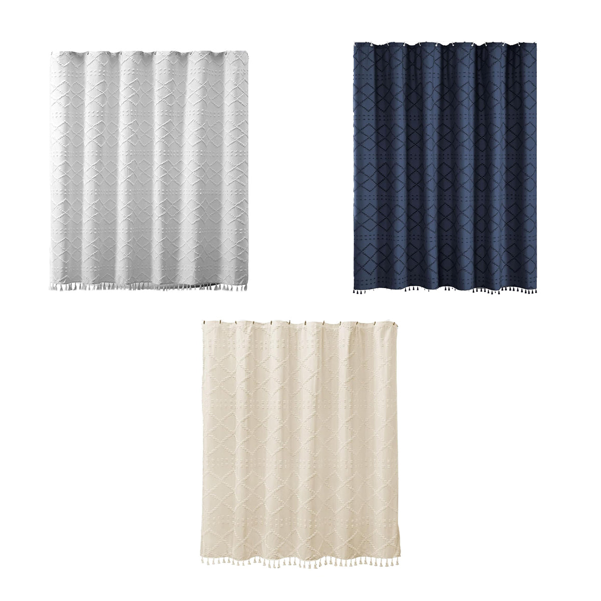 Waterproof Mildew Resistant Shower Curtain with Fringe Design