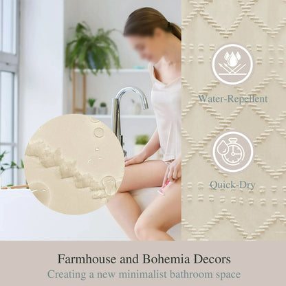 Waterproof Mildew Resistant Shower Curtain with Fringe Design