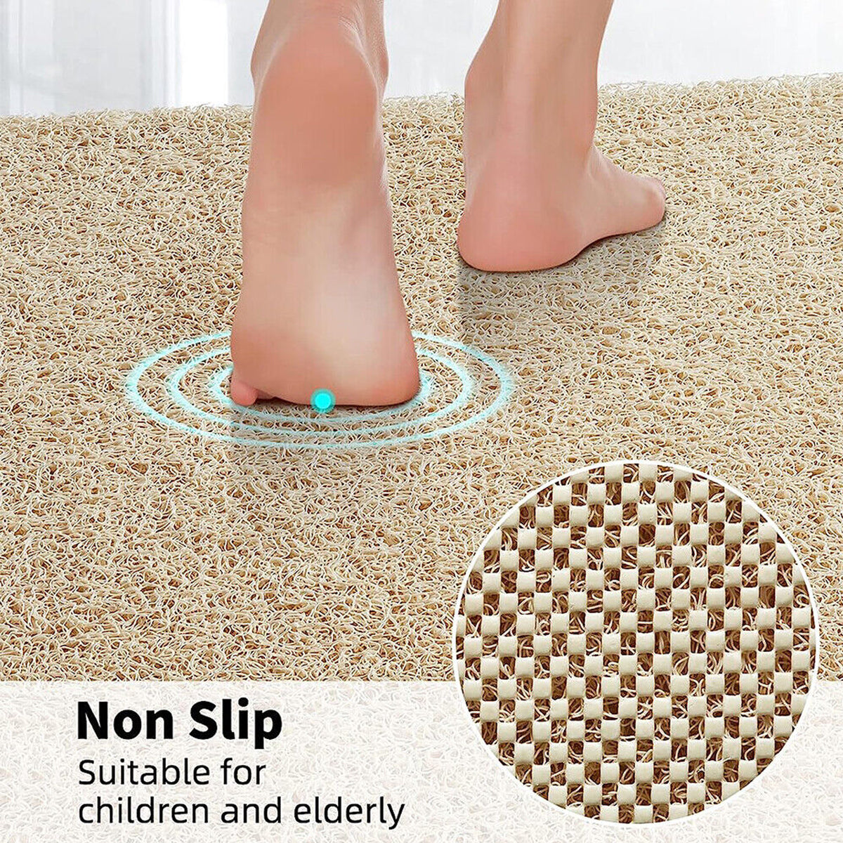 Non Slip Bathroom Mat Waterproof PVC Soft Washable Floor Rug