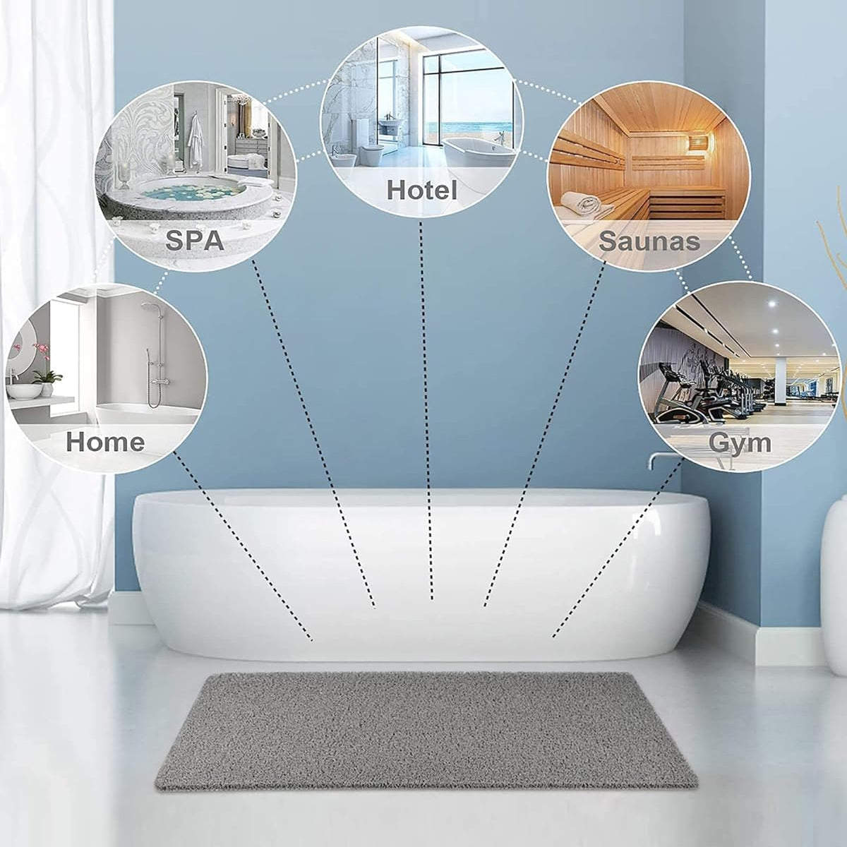 Non Slip Bathroom Mat Waterproof PVC Soft Washable Floor Rug