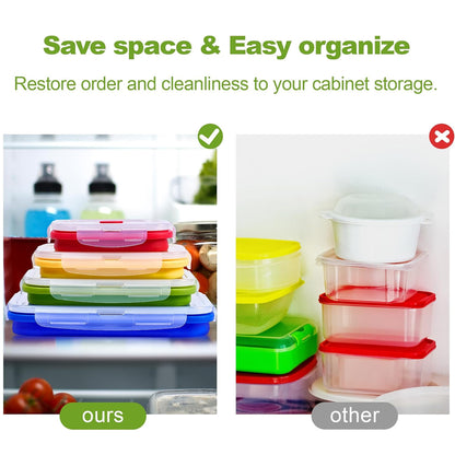 4 PCS Silicone Collapsible Bento Lunch Box Food Storage Container Portable