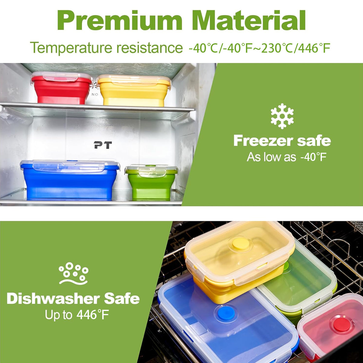 4 PCS Silicone Collapsible Bento Lunch Box Food Storage Container Portable