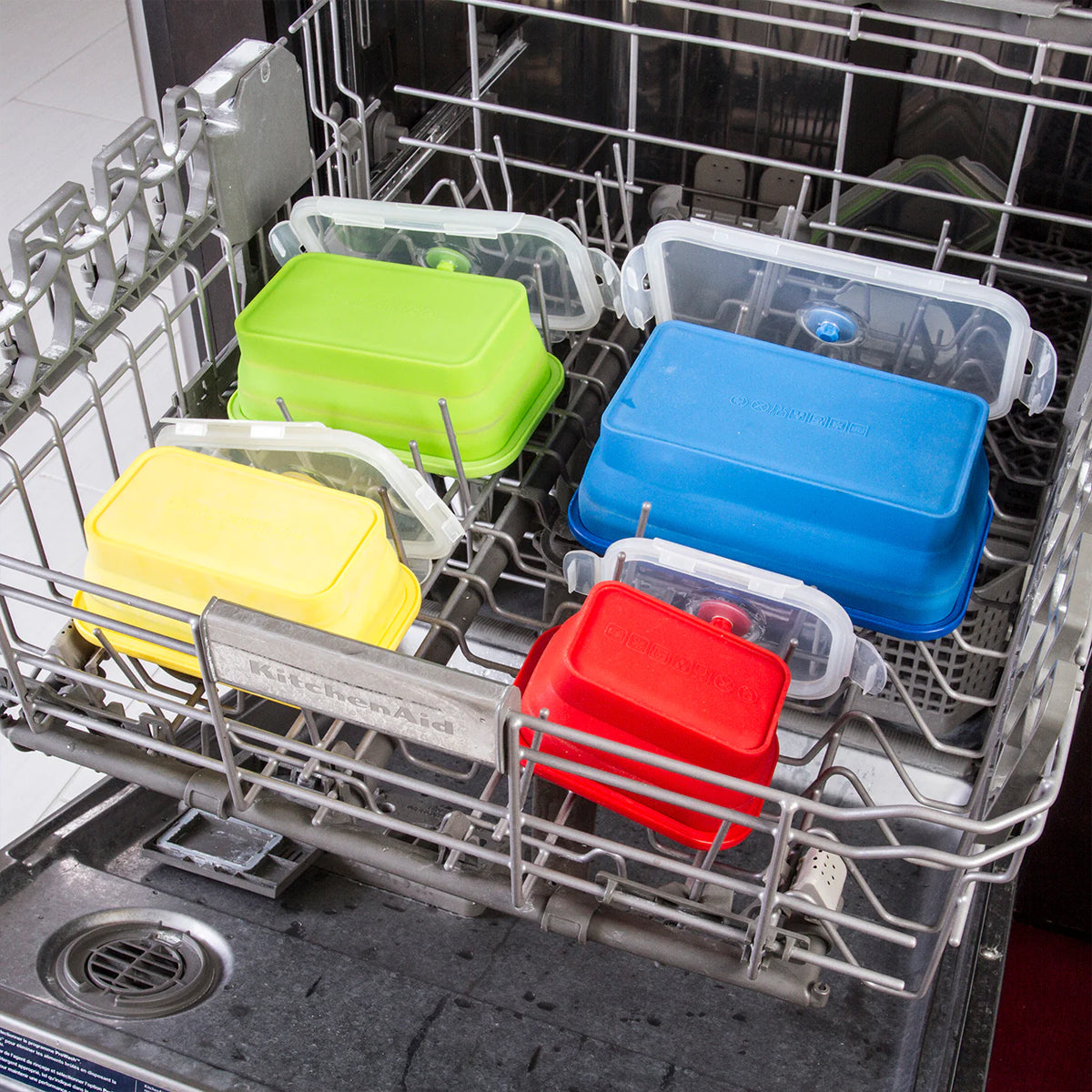 4 PCS Silicone Collapsible Bento Lunch Box Food Storage Container Portable