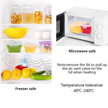 4 PCS Silicone Collapsible Bento Lunch Box Food Storage Container Portable