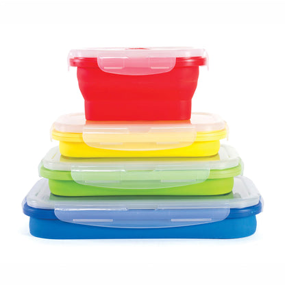 4 PCS Silicone Collapsible Bento Lunch Box Food Storage Container Portable
