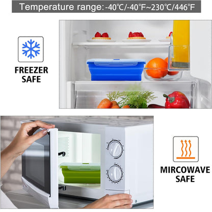 4 PCS Silicone Collapsible Bento Lunch Box Food Storage Container Portable