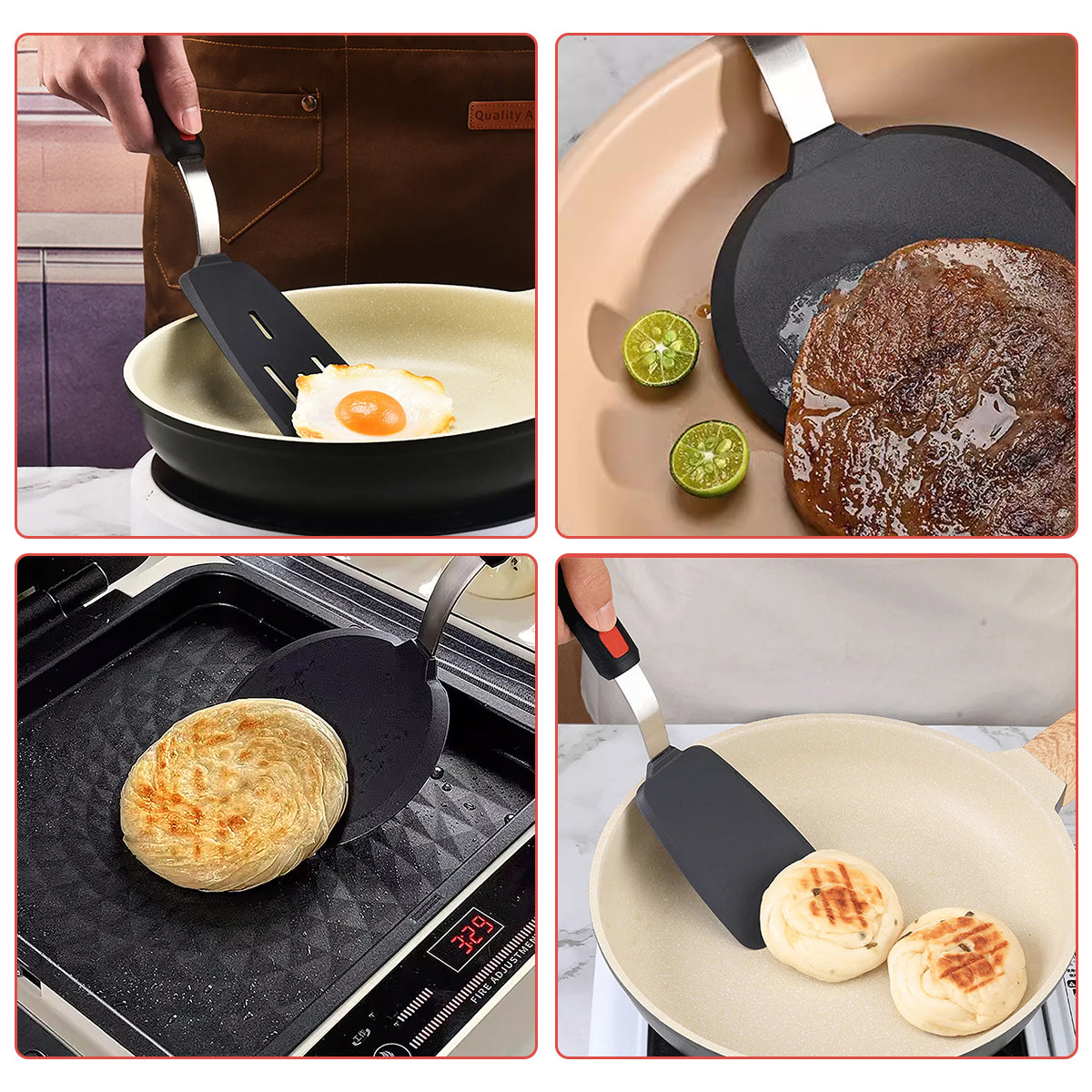 3 Pcs Silicone Spatula Set with Stainless Steel Core for Cooking