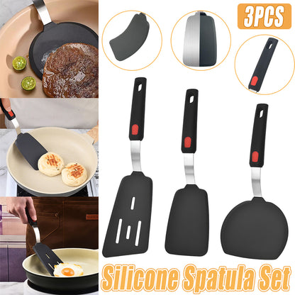 3 Pcs Silicone Spatula Set with Stainless Steel Core for Cooking
