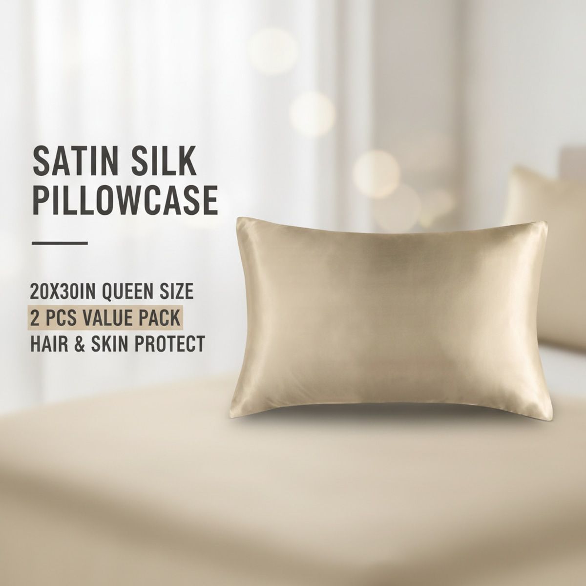 2 Pcs Satin Pillowcases with Smooth Finish – Product View 2