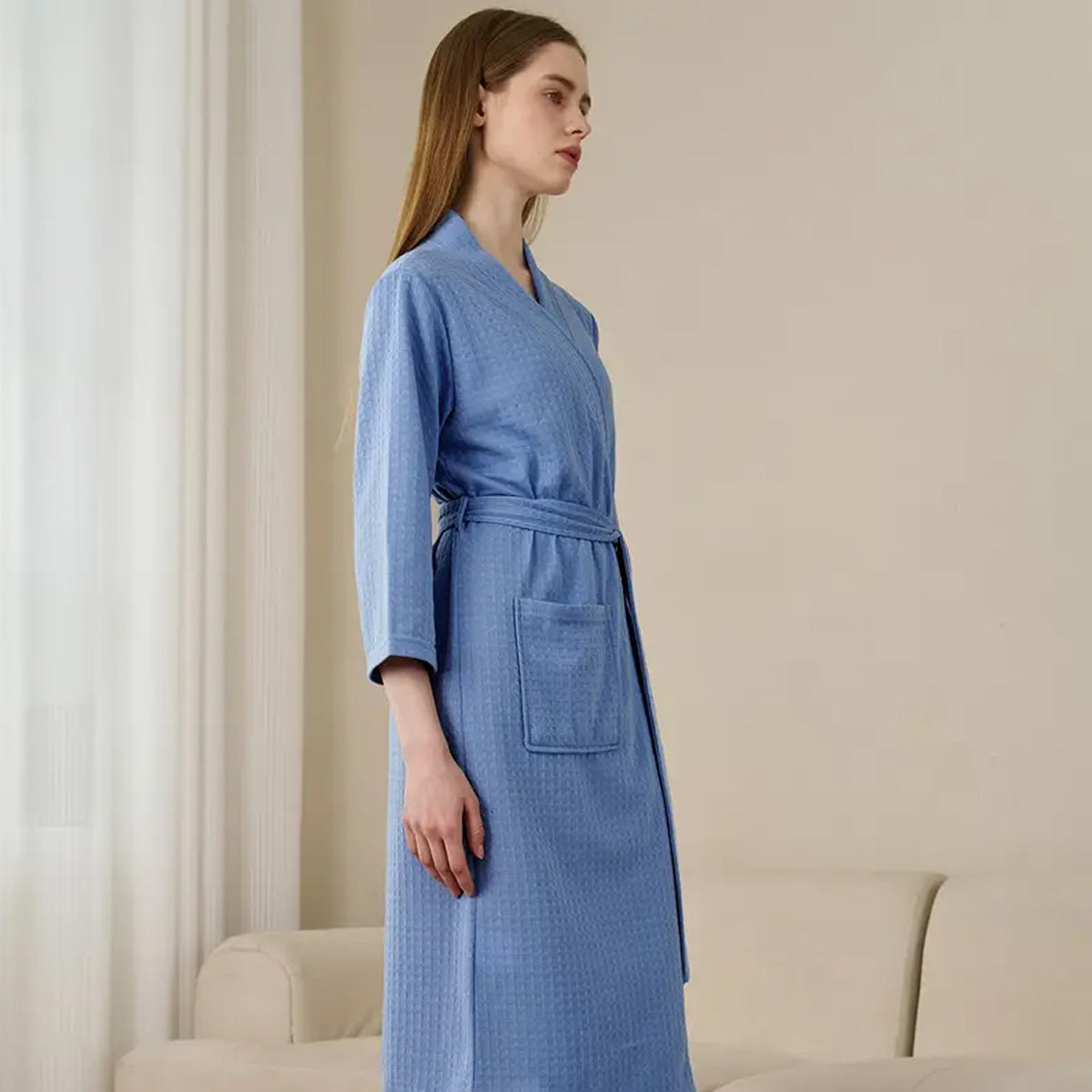 Blue Hotel Bathrobe in XL and XXXL Sizes – Product View 5