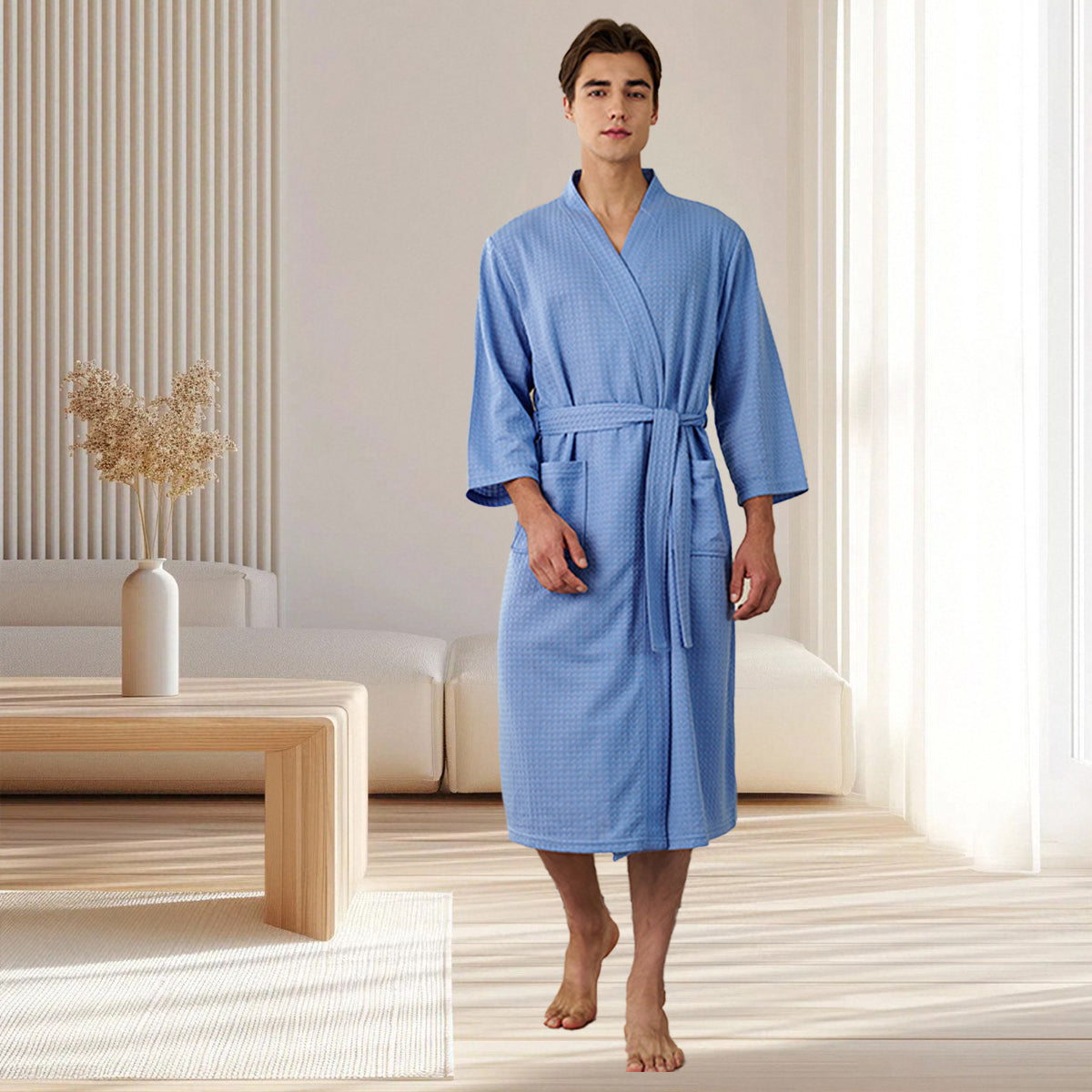 Blue Hotel Bathrobe in XL and XXXL Sizes – Product View 13