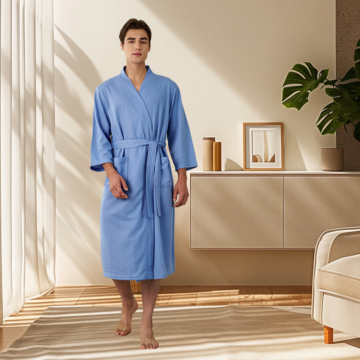 Blue Hotel Bathrobe in XL and XXXL Sizes – Product View 9
