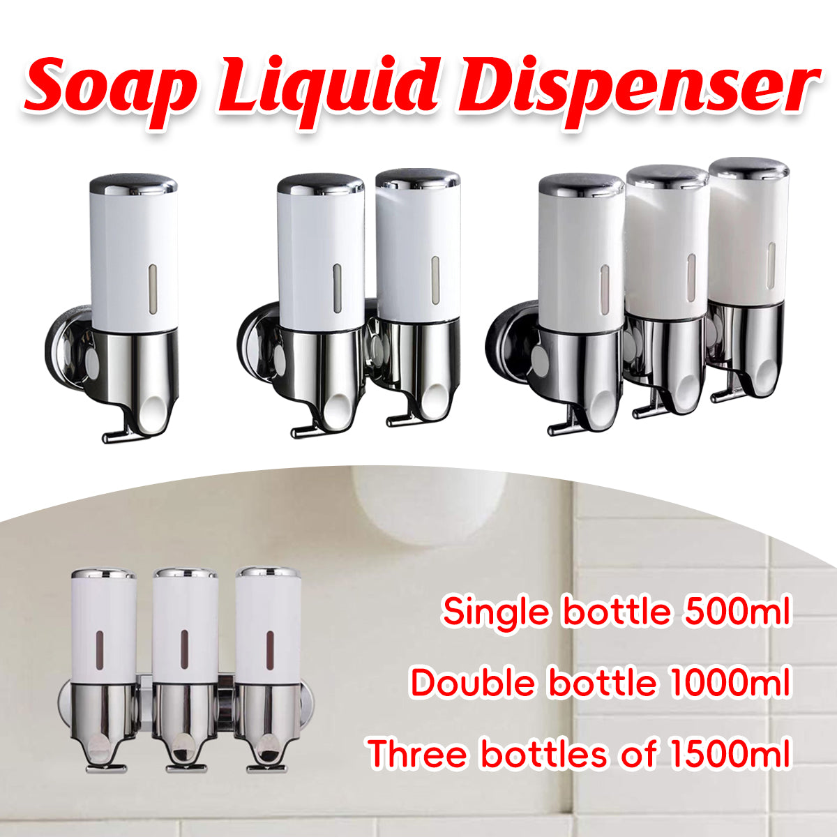Manual Soap Dispenser Model White Bathroom Shampoo Bottle Hotel Wall Mounted