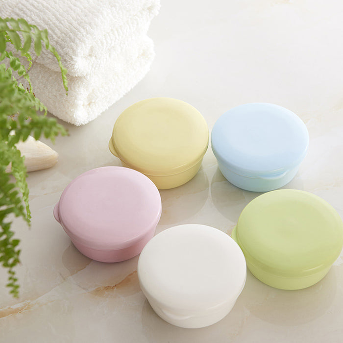 4 Pcs Round Soap Boxes with Draining Trays