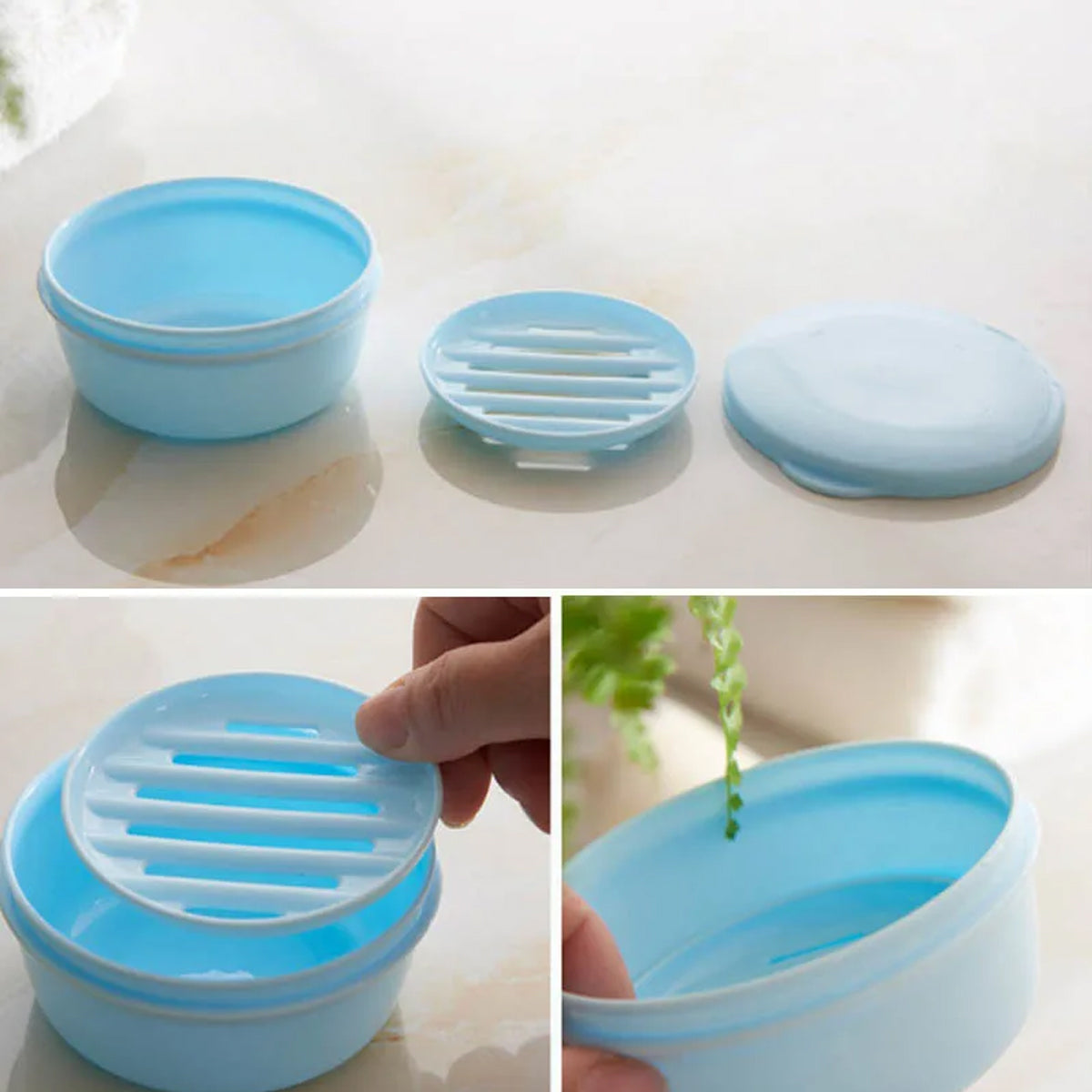 4PCS Round Portable Bathroom Soap Box Lid Travel Soap Holder Draining Soap Dish