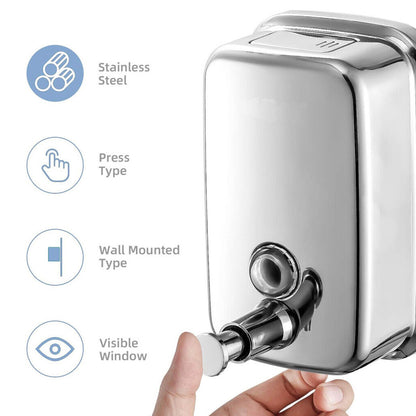 Stainless Steel Wall Mounted Soap Dispenser Hotel Bathroom Sanitizer Bottle AU