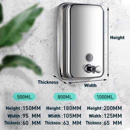 Stainless Steel Wall Mounted Soap Dispenser Hotel Bathroom Sanitizer Bottle AU