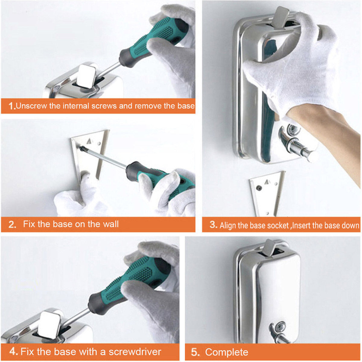 Stainless Steel Wall Mounted Soap Dispenser Hotel Bathroom Sanitizer Bottle AU