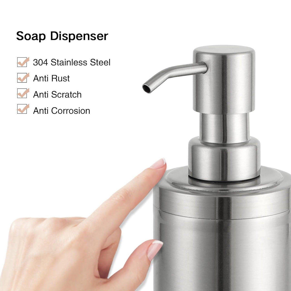 304 Stainless Steel Press Type Soap Dispenser Durable