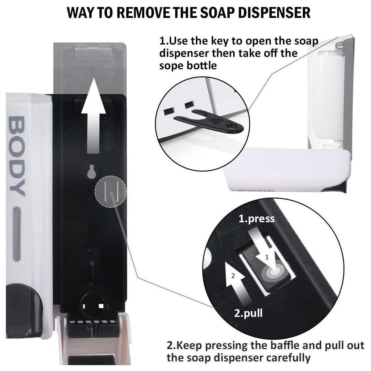 Wall Mount Soap Dispenser 3 Sizes, Multi-Chamber ABS