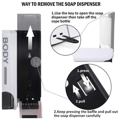 Wall Mount Soap Dispenser 3 Sizes, Multi-Chamber ABS