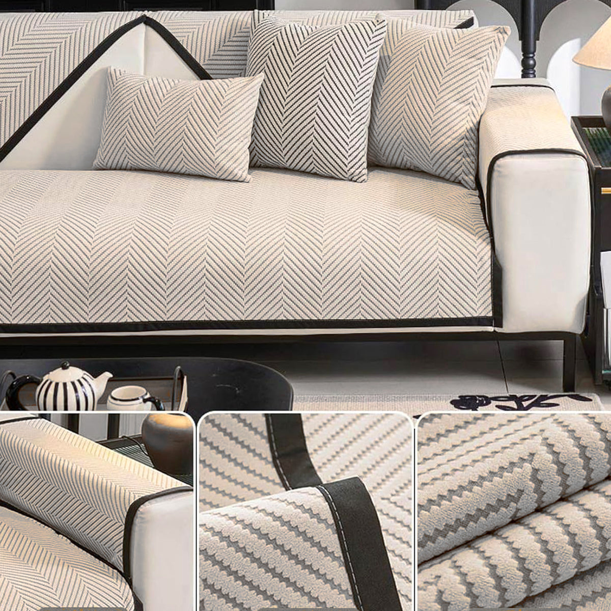 Sofa Cover Soft Chenille Anti-Slip for Living Room Couch