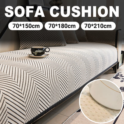 Non-Slip Herringbone Sofa Cushion Cover Cotton Blend Protector