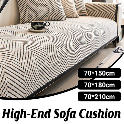 Non-Slip Herringbone Sofa Cushion Cover Cotton Blend Protector