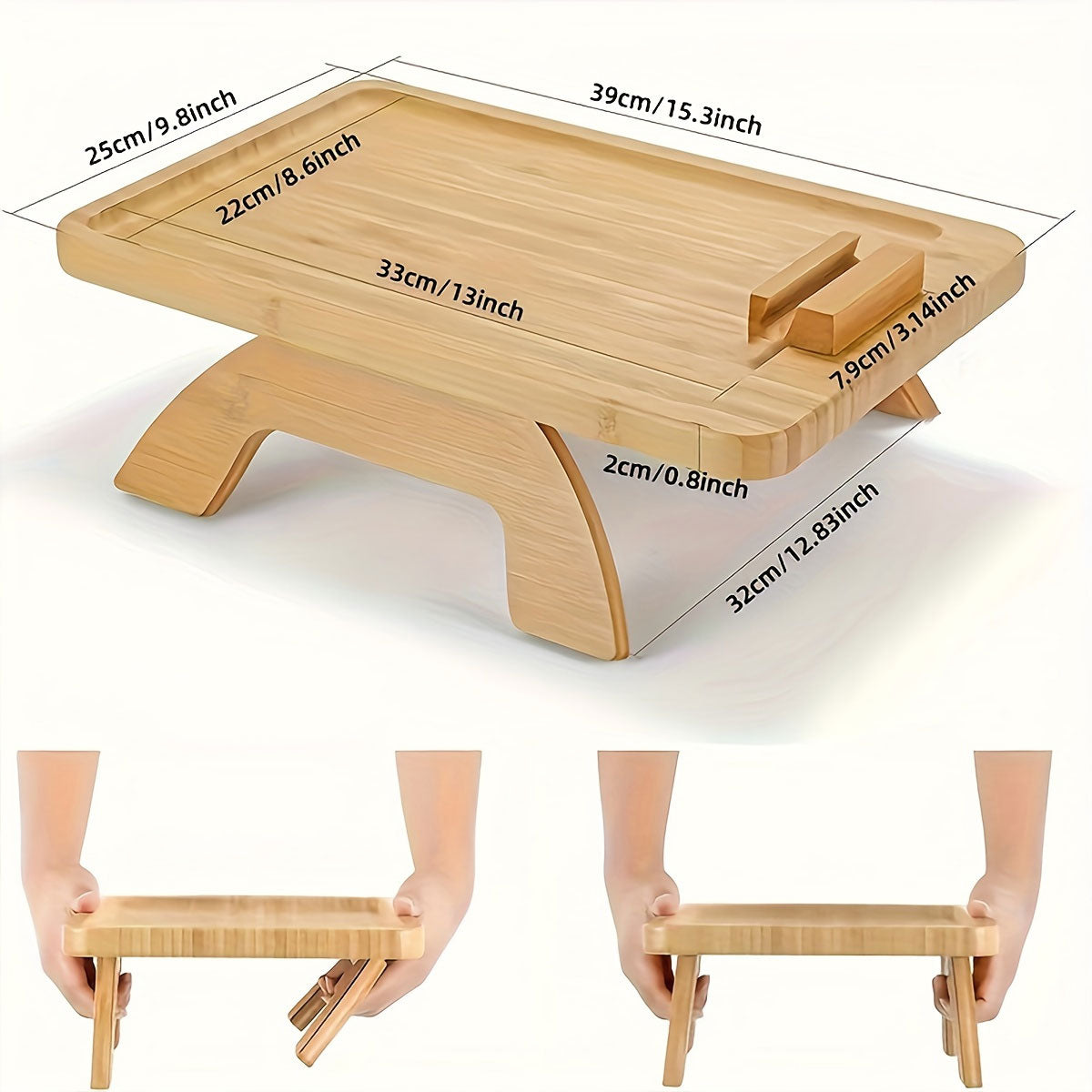 Wooden Lazy Sofa Tray Rotating With Mobile Phone Tablet Holder Dinner Plate Breakfast Plate Snack Foldable Tray