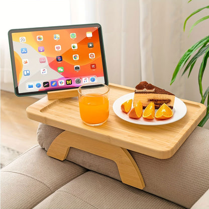 Wooden Lazy Sofa Tray Rotating With Mobile Phone Tablet Holder Dinner Plate Breakfast Plate Snack Foldable Tray