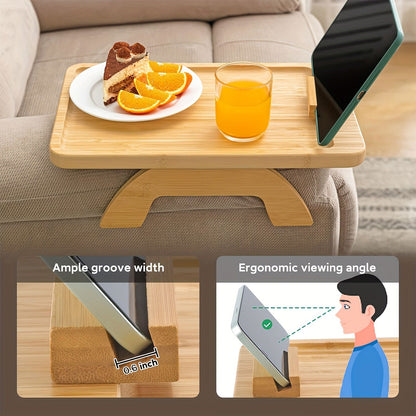 Wooden Lazy Sofa Tray Rotating With Mobile Phone Tablet Holder Dinner Plate Breakfast Plate Snack Foldable Tray