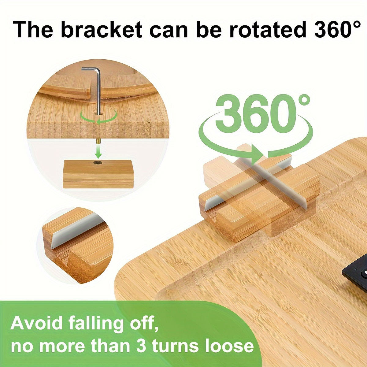 Wooden Lazy Sofa Tray Rotating With Mobile Phone Tablet Holder Dinner Plate Breakfast Plate Snack Foldable Tray