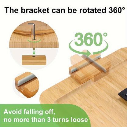 Wooden Lazy Sofa Tray Rotating With Mobile Phone Tablet Holder Dinner Plate Breakfast Plate Snack Foldable Tray