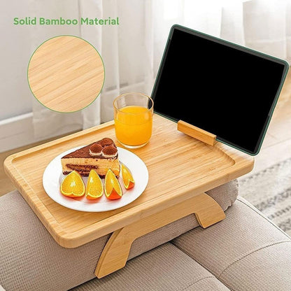 Wooden Lazy Sofa Tray Rotating With Mobile Phone Tablet Holder Dinner Plate Breakfast Plate Snack Foldable Tray