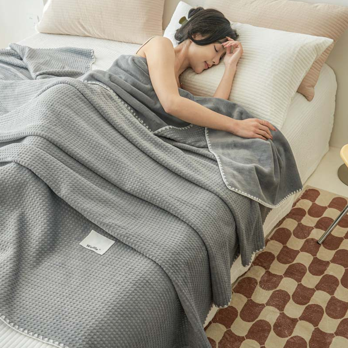 Thick Waffle Fleece Blanket in 2 Colour Options – Product View 6
