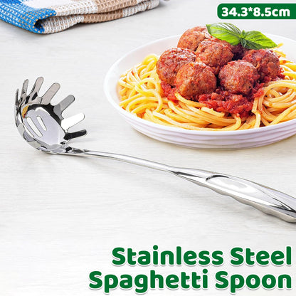 Stainless Steel Pasta Server Cooking Tool Spaghetti Spoon Fork Kitchen Utensil