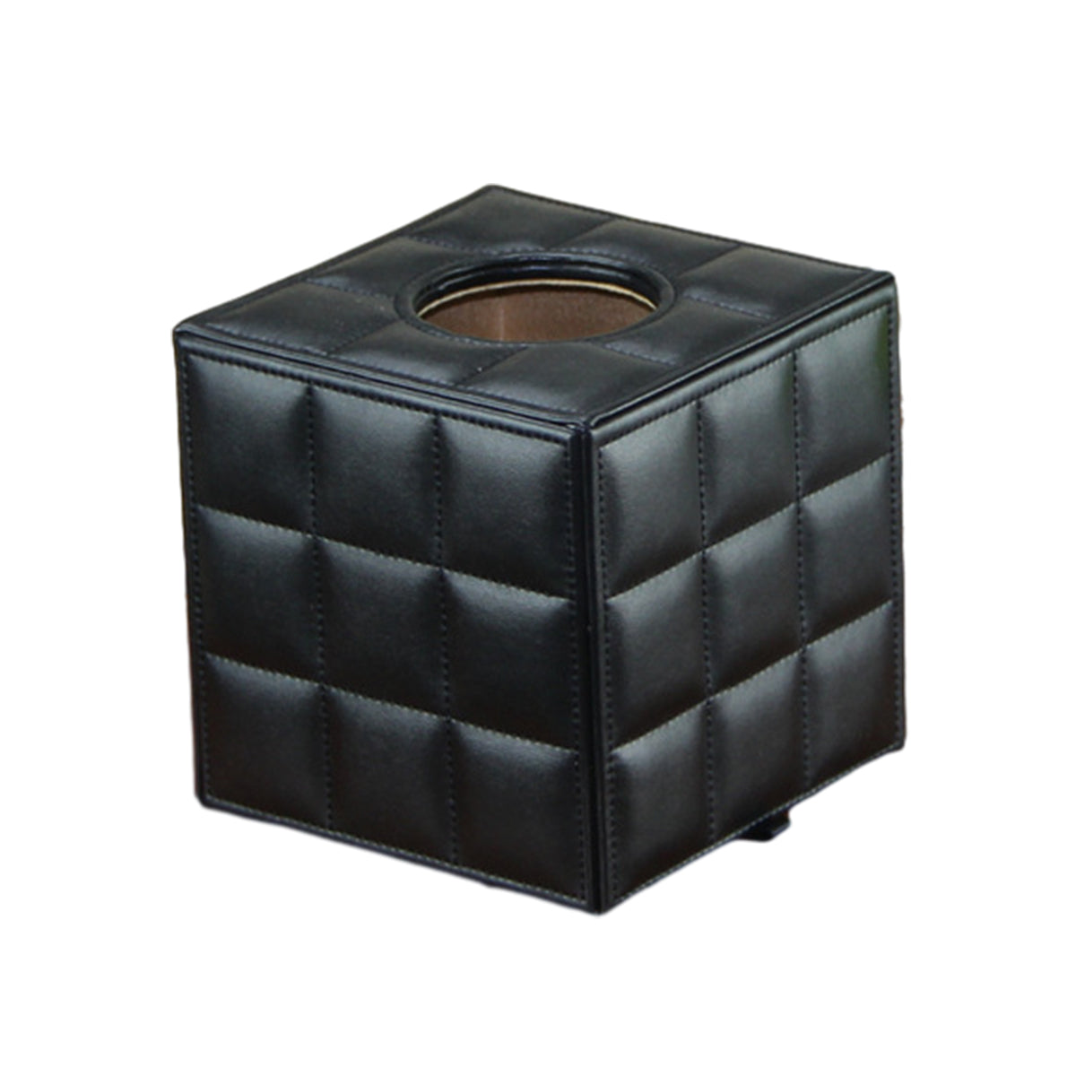 Premium PU Leather Square Tissue Box with Quilted Design