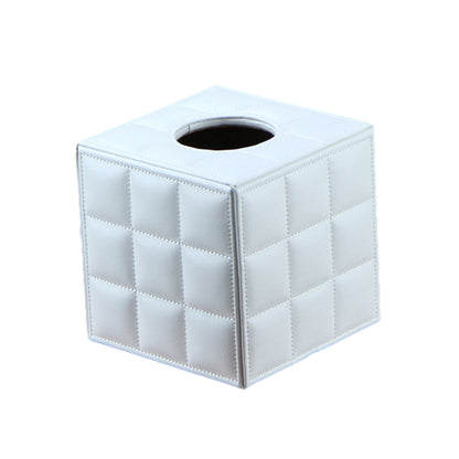 Premium PU Leather Square Tissue Box with Quilted Design