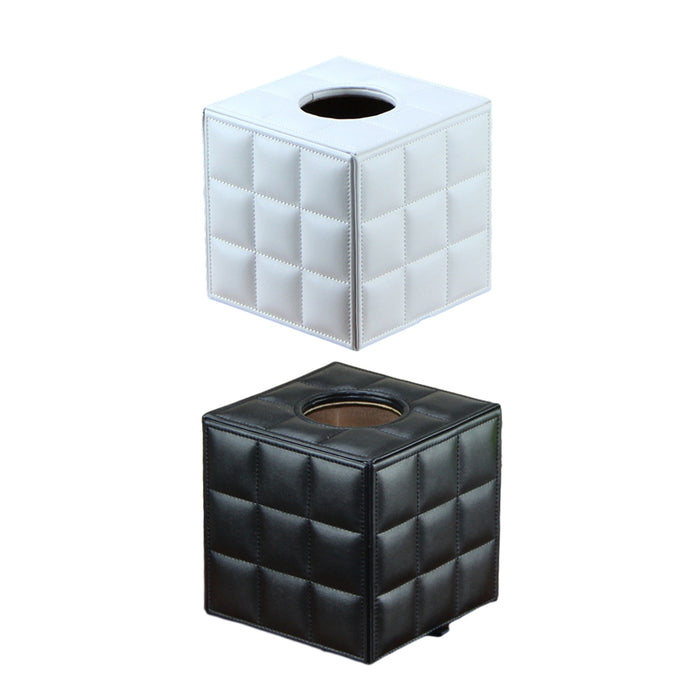 PU Tissue Box Holder with Quilted Exterior