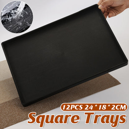 12 Pcs Rectangular Plastic Serving Tray 24x18cm Non-Slip