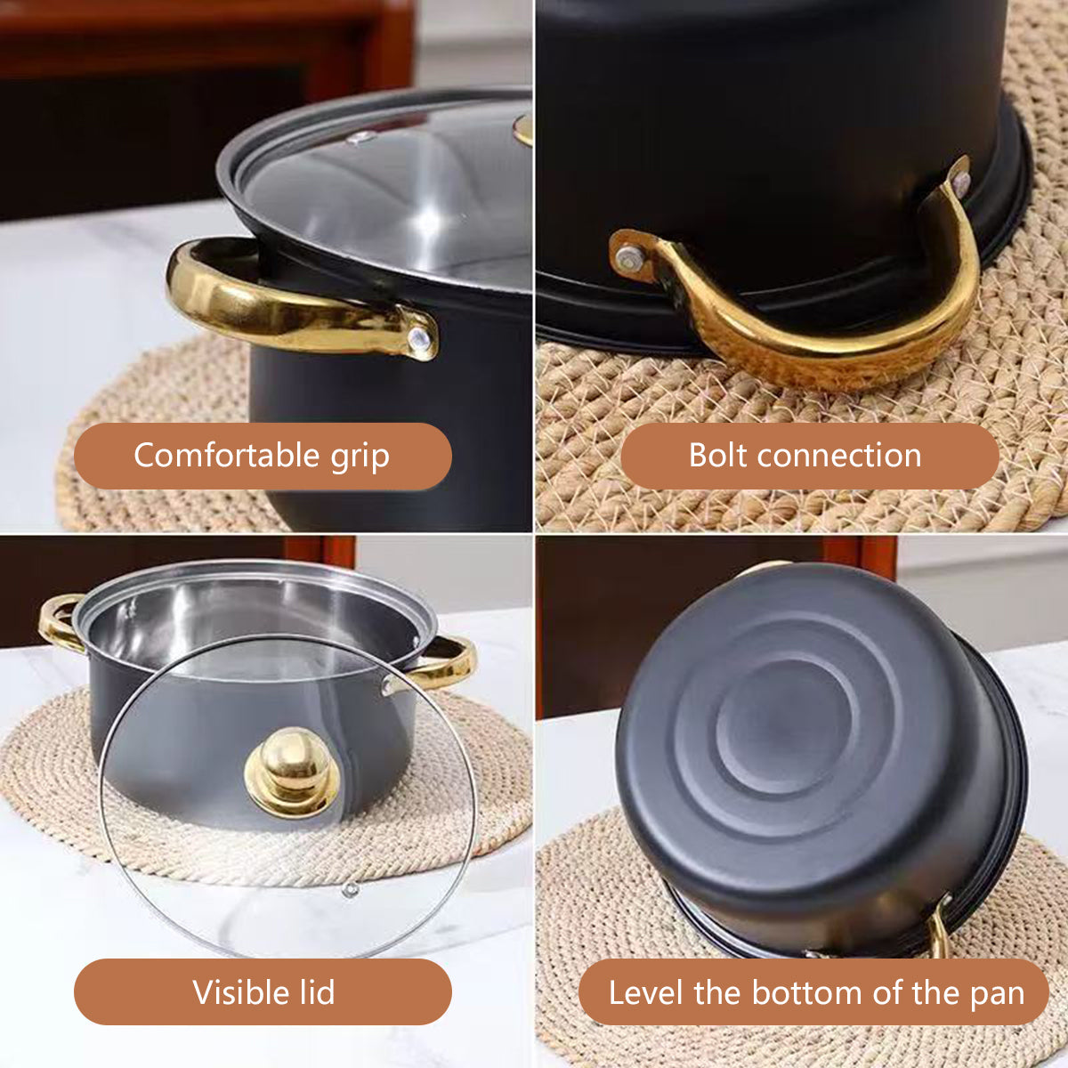 Stainless Steel 12 Piece Cookware Set Heat Resistant for Home Kitchen