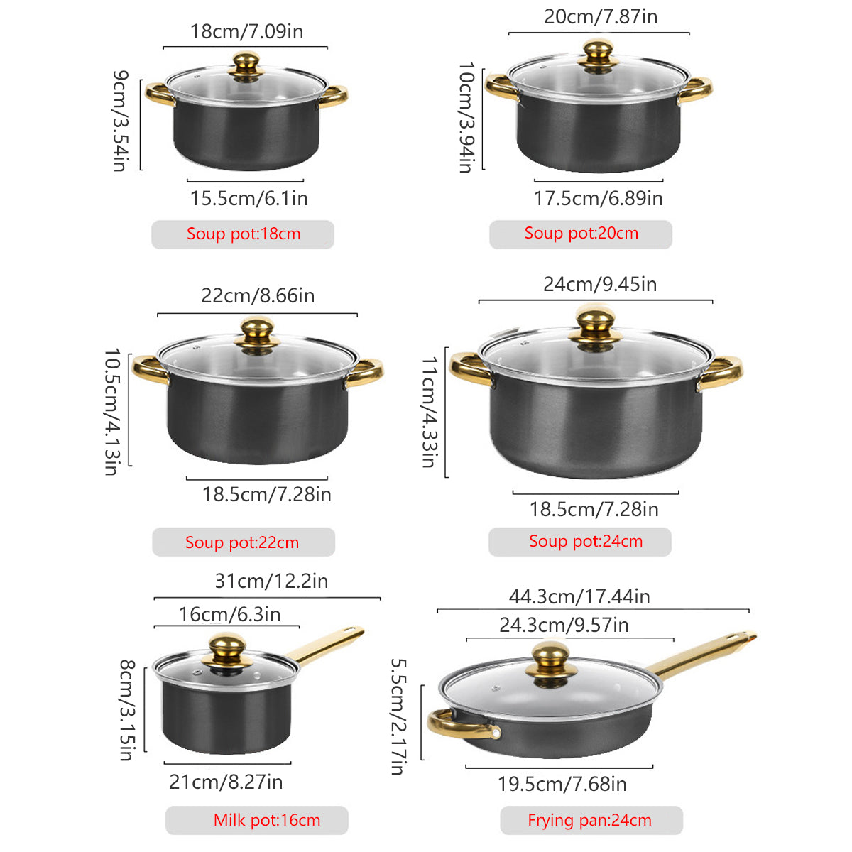 Stainless Steel 12 Piece Cookware Set Heat Resistant for Home Kitchen