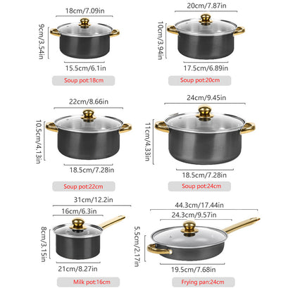Stainless Steel 12 Piece Cookware Set Heat Resistant for Home Kitchen