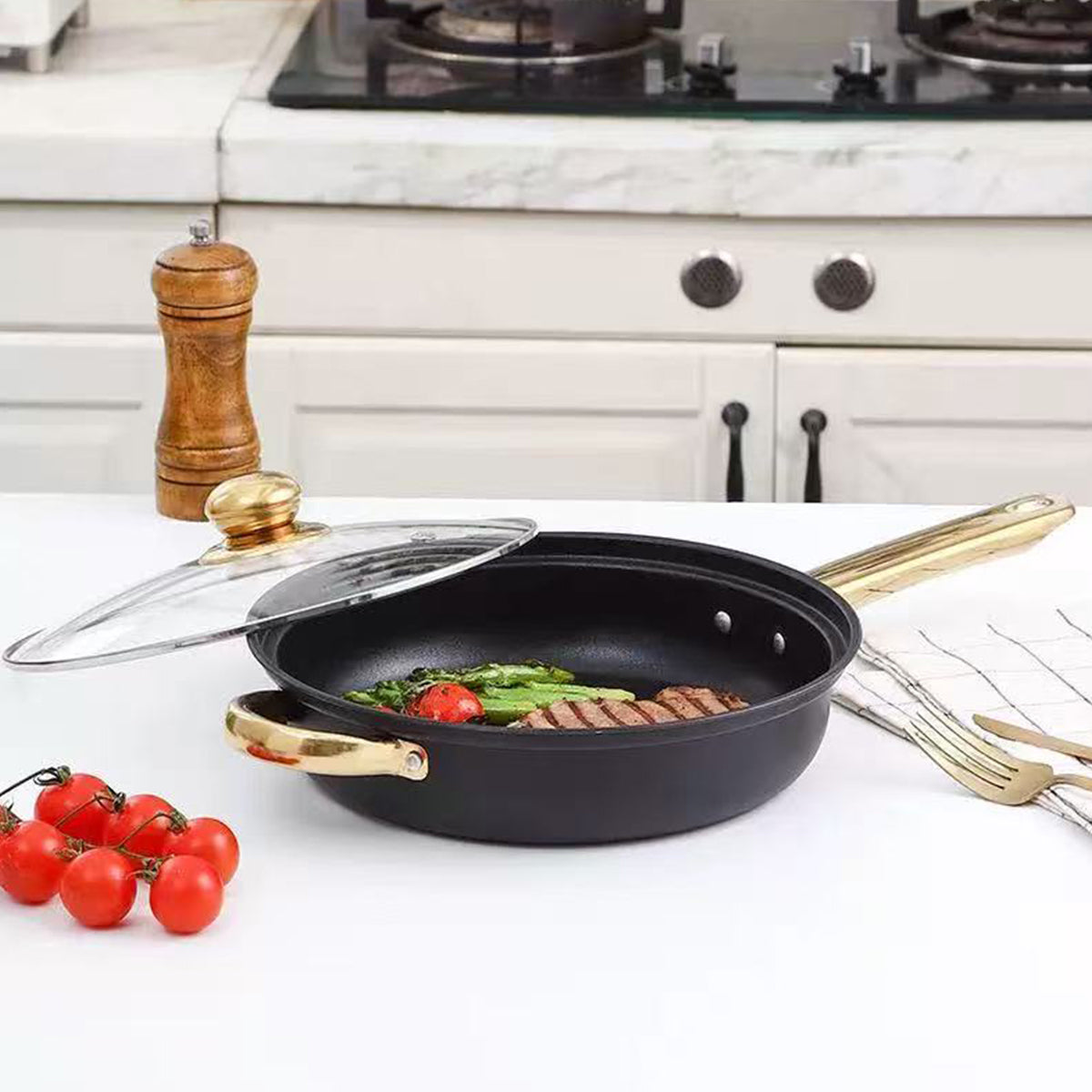 Stainless Steel 12 Piece Cookware Set Heat Resistant for Home Kitchen