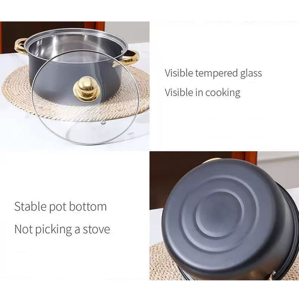 Stainless Steel 12 Piece Cookware Set Heat Resistant for Home Kitchen