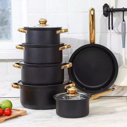 Stainless Steel 12 Piece Cookware Set Heat Resistant for Home Kitchen