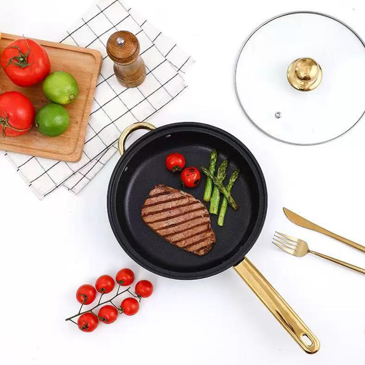 Stainless Steel 12 Piece Cookware Set Heat Resistant for Home Kitchen