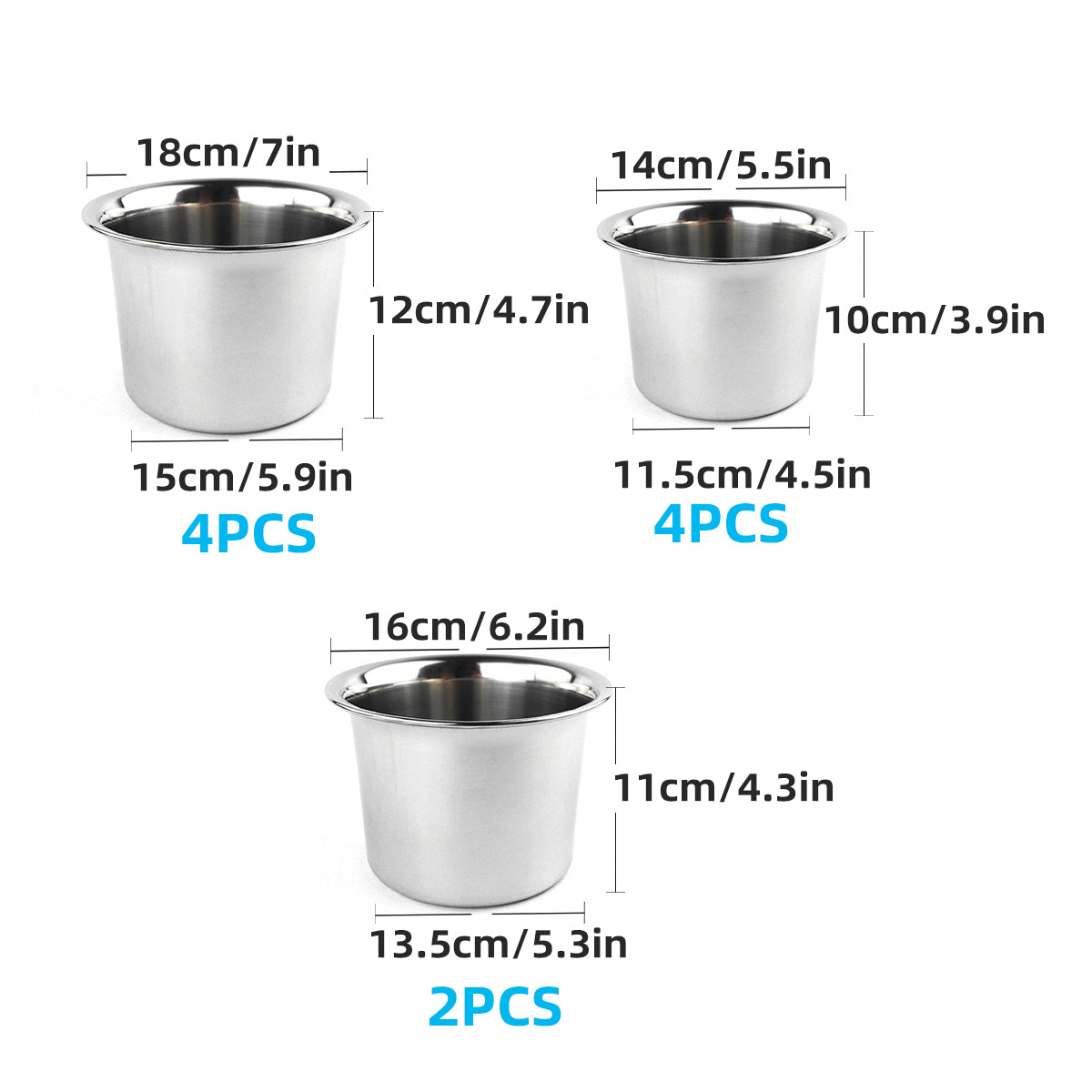 10 Pcs Stainless Steel Mixing Bowls 3 Sizes Food-Grade Kitchen